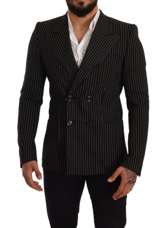 Elegant Striped Wool Blazer with Silk Lining