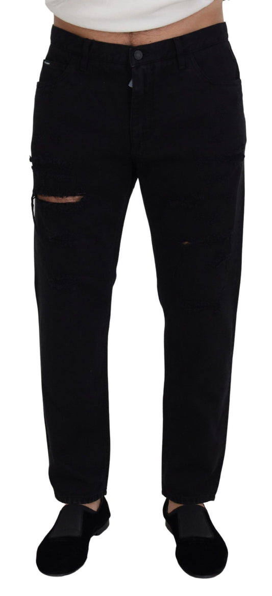 Elegant Black Loose Fit Italian Jeans