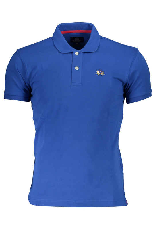 Blue Cotton Men Polo Shirt