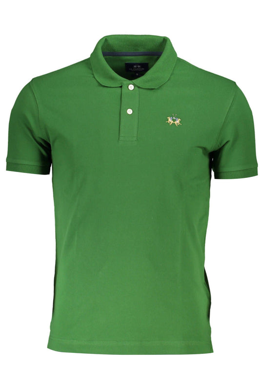 Green Cotton Men Polo Shirt