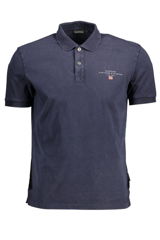 Blue Cotton Men Polo Shirt