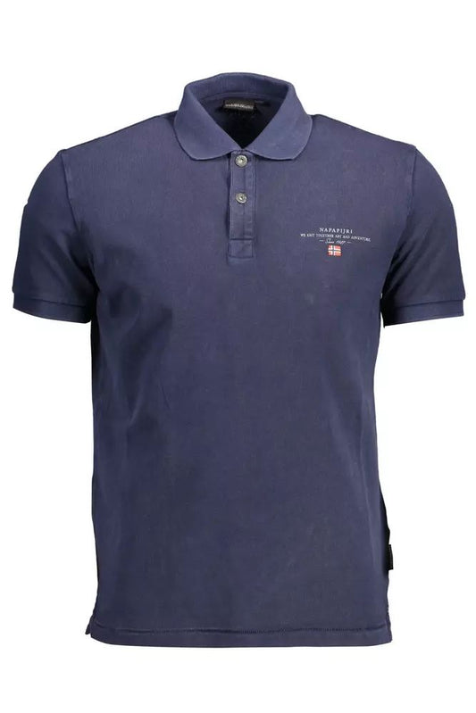 Blue Cotton Men Polo