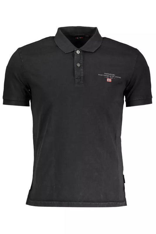 Black Cotton Men Polo Shirt