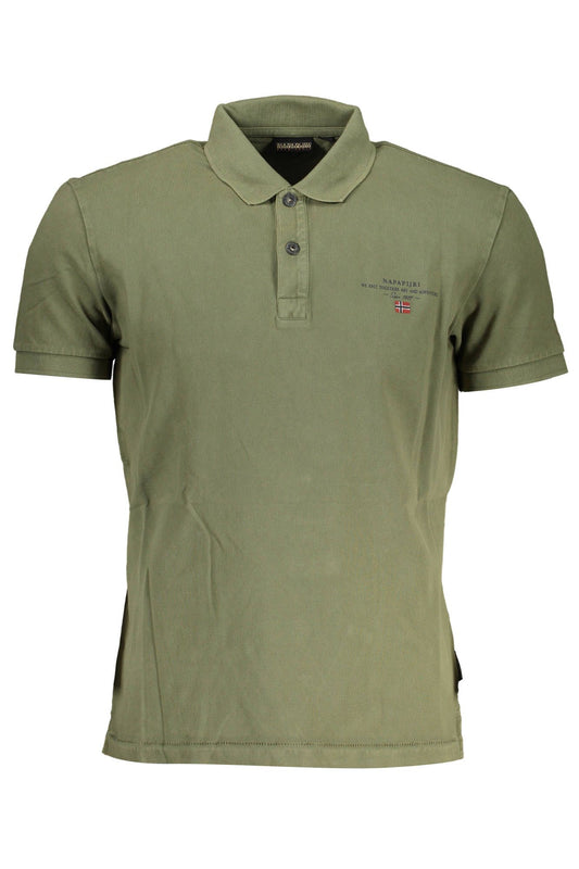 Green Cotton Men Polo