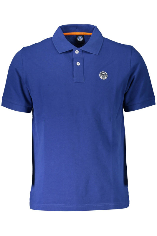 Blue Cotton Men Polo