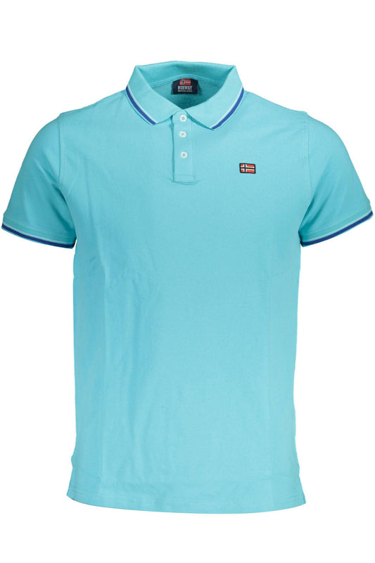 Light Blue Cotton Men Polo Shirt