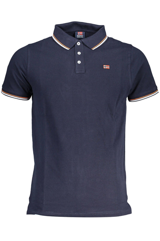 Blue Cotton Men Polo Shirt