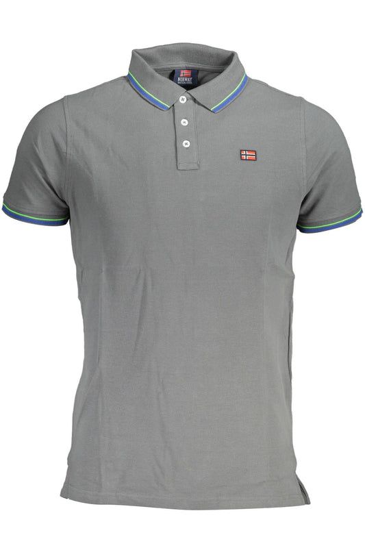 Gray Cotton Men Polo Shirt