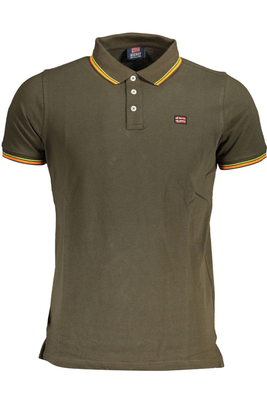 Green Cotton Men Polo Shirt