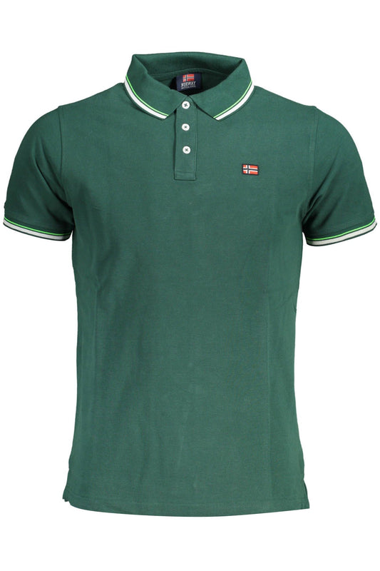 Green Cotton Men Polo Shirt