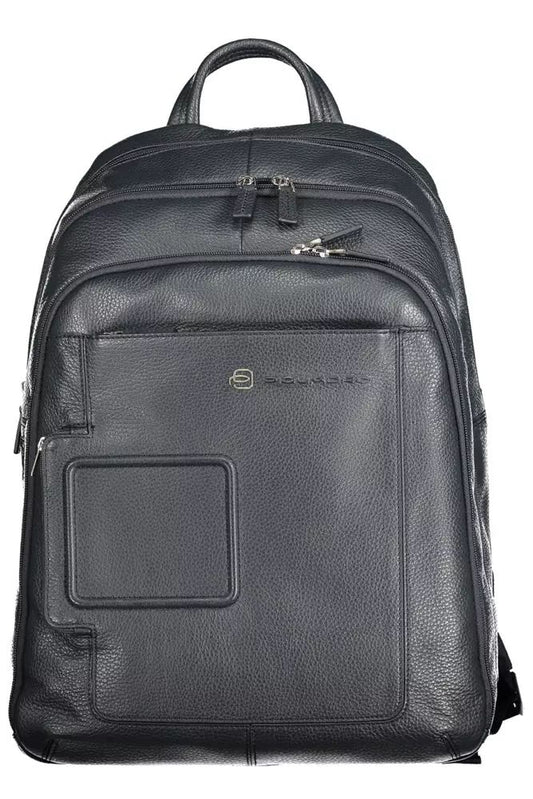 Blue Leather Men Backpack