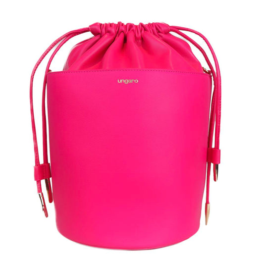 Fuchsia Elegance Leather Bucket Bag