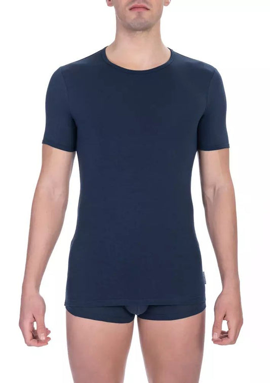 Blue Cotton Men T-Shirt