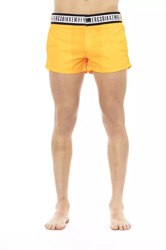 Orange Polyamide Men Swim Short