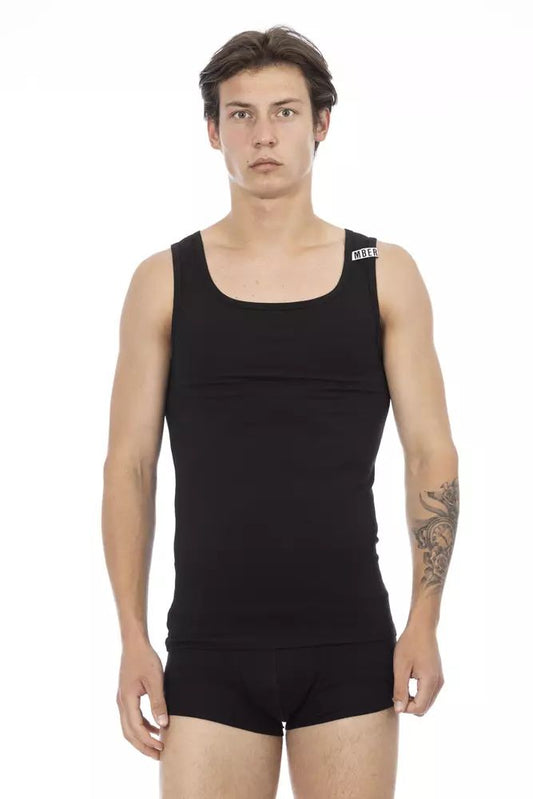 Black Cotton Men Tank Top