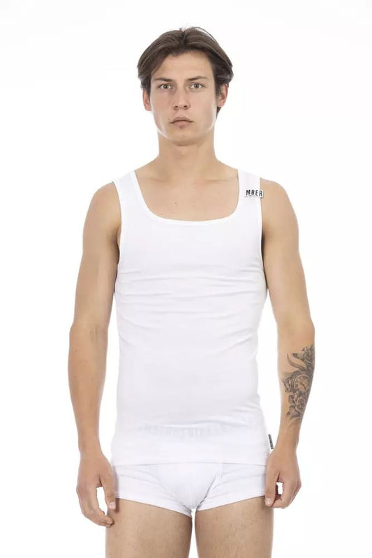 White Cotton Men Tank Top