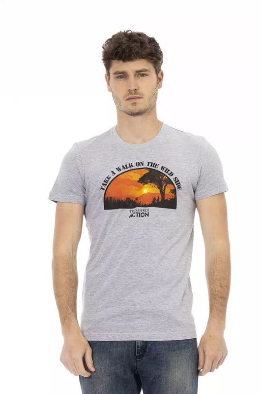 Gray Cotton Men T-Shirt