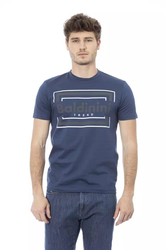 Blue Cotton Men T-Shirt