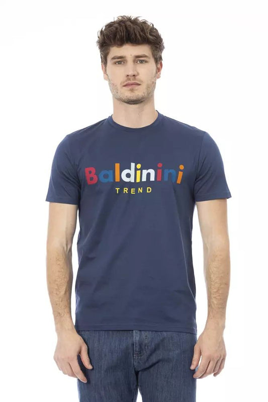 Blue Cotton Men T-Shirt