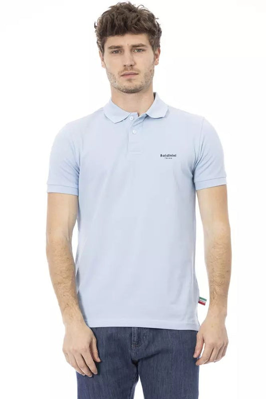 Light Blue Cotton Men Polo