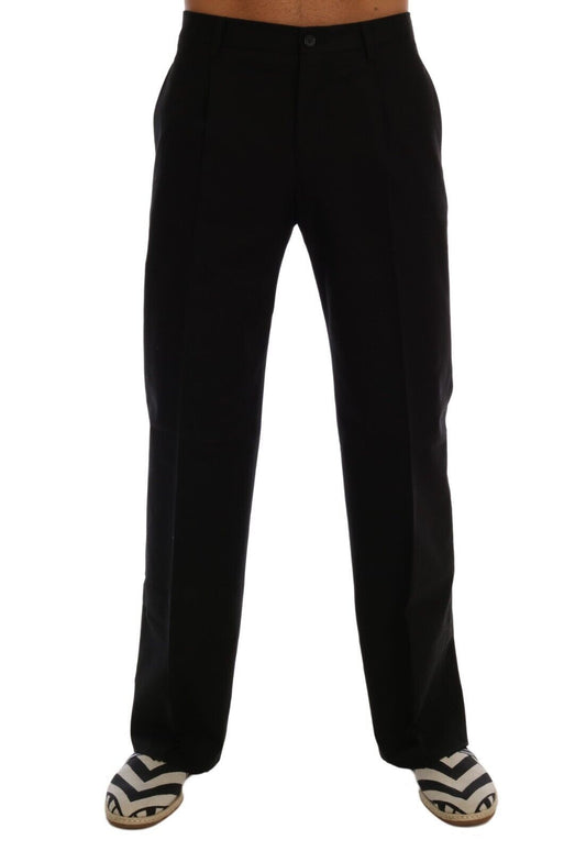 Elegant Black Cotton Stretch Pants