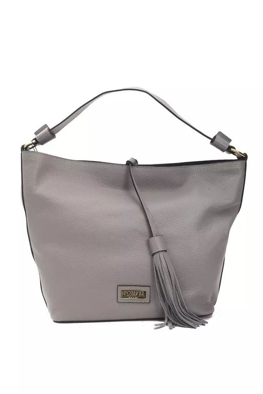 Gray Leather Women Shoulder Bag